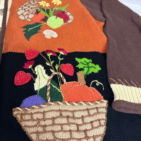 STORYBOOK KNITS Vintage Thanksgiving Blessing Sweater Button-down size large - Picture 7 of 9